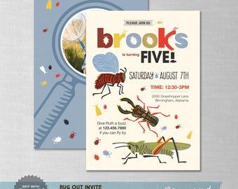 EDITABLE! Insects | Bugs | Zoo | Creepy Crawly Birthday Invitation | Digital Download | Corjl