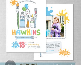 EDITABLE! Art | Craft | Painting | Create | Birthday Invitation | Digital Download | Corjl