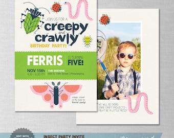 EDITABLE! Insects | Bugs | Zoo Birthday Invitation | Digital Download | Corjl