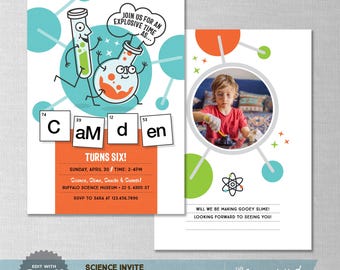 EDITABLE! Chemistry | Experiment | Mad Scientist | Science Birthday Invitation | Digital Download | Corjl