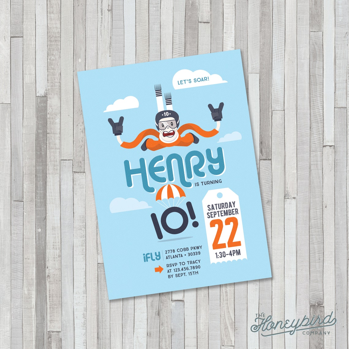Skydiving / Ifly Birthday Invitation for Boy or Girl - Etsy