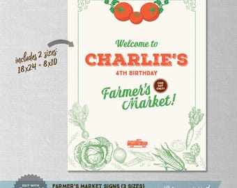EDITABLE! Farmers Market Sign – Farm Birthday Party Decor (Digital Download)