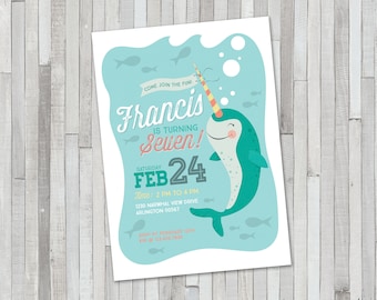 Narwhal Invitation, Narwhal Birthday Invitation, Narwhal Party ...