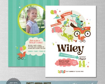 EDITABLE! Party Animal | Pets | zoo | Birthday Invitation | Digital Download | Corjl
