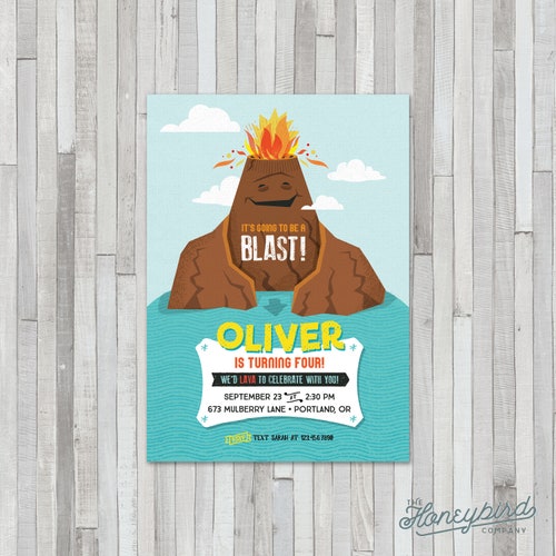 Floor is Hot Lava Birthday Party. Digital Invite. Volcano. Etsy