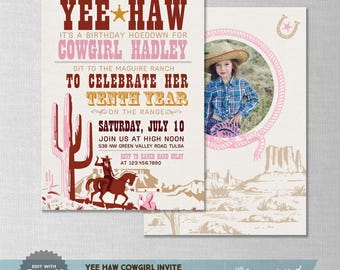 EDITABLE! Cowgirl | Western | West | Horse Birthday Invitation | Digital Download | Corjl