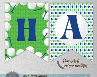 EDITABLE! Golf, Putt Putt Garland | Flags | Bunting | Digital Download | Corjl