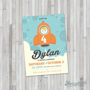 Rocket Ship / Space / Astronaut Birthday Invitation