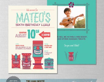 EDITABLE! Luau | Hawaiian | Aloha | Tiki | Hawaii Birthday Invitation | Download | Corjl