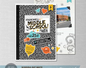EDITABLE! Farewell Middle School Party Invitation | Editable Online Invite (Digital Download)