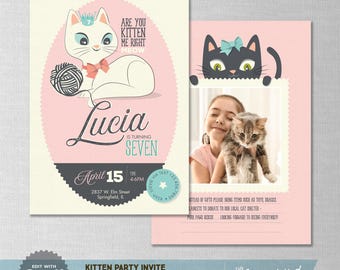 EDITABLE! Kitten | Cat | Pet Birthday Invitation | Download | Corjl