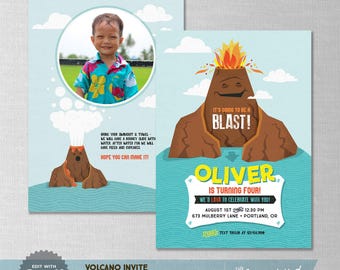 EDITABLE! Volcano | Lava | Tropical | Science Birthday Invitation | Digital Download | Corjl