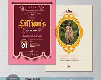 Royal | Princess | Fair Ladies | Medieval | English | Tea Time | Queen Birthday Invitation | Digital Download | Corjl