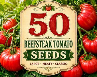 50 Beefsteak Tomato Seeds – Large Meaty Red Tomatoes – Heirloom Garden Vegetable Seeds for Planting – Slicing Tomato