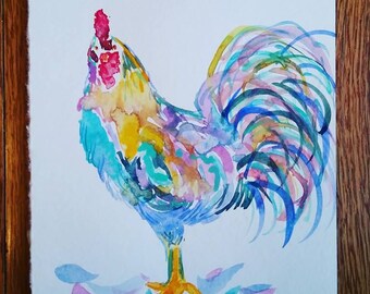 Rooster watercolor painting (5"x7")