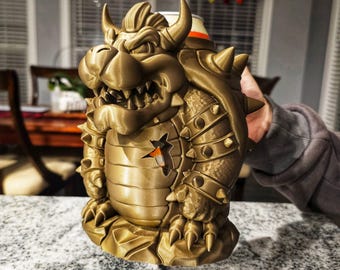 Epic Bowser 3D Printed Can Holder Mug | King Koopa 500ml Tallboy Beer Sleeve | Bronze Video Game Gift for Gamers & Nintendo Fans