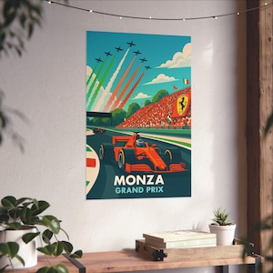 Vintage Monza Italian Grand Prix Poster, Formula 1, Racing Art Print,  Wall Decor, Car Enthusiast Gift, Sports Home Decor, Automotive Art