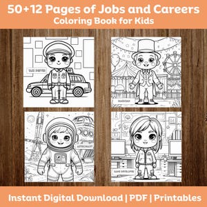 50 Jobs Career Day Coloring Book for Kids, Educational Activity, Labor Day Activity, Coloring Pages, Printable 8.5x8.5, Instant PDF Download