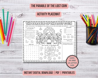 Lost Coin Bible Lesson Printable Coloring Page Kids Ministry Parables of Jesus Activities Christian Kids Bible Study Sunday School Activity