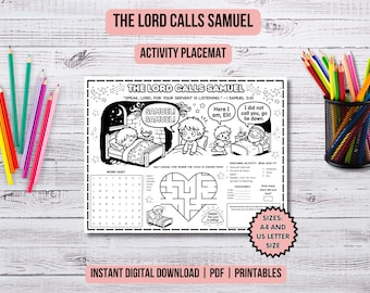 Lord Calls Samuel Activity Placemat Kids Church Bible Lesson Prophet Samuel Bible Study Old Testament Samuel The Prophet Bible Story Ideas