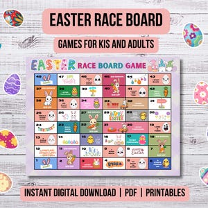 Easter Board Game Printable | Easter Race Snakes & Ladders Game | Easter Family Game for Kids Teens Adults | Classroom Fun Easter Activity