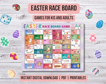 Ostern Brettspiel Printable | Osterrennen Schlangen & Leitern Spiel | Ostern Familienspiel für Kinder Jugendliche Erwachsene | Klassenzimmer Spaß Ostern Aktivität