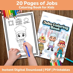 20 Jobs Coloring Book for Kids, Printable Occupations Activity PDF, Career Coloring Pages for Toddlers & Preschool, Educational Download