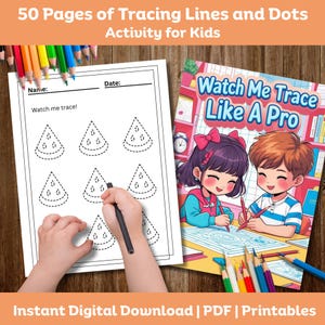 50 Preschool Line Tracing Worksheets Line Pages, Homeschool Busy Book, Kindergarten Curriculum Learning, Pre Handwriting Toddler, PDF