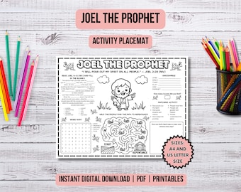 Prophet Joel Activity Placemat Christian Kids Church Printable Coloring Page Kids Ministry Bible Activity Old Testament Bible Lesson Ideas