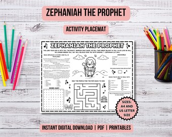 Zephaniah Activity Placemat Christian Kids Church Zephaniah Bible Story Lesson Prophet Zephaniah Printable Bible Coloring Page Kids Ministry