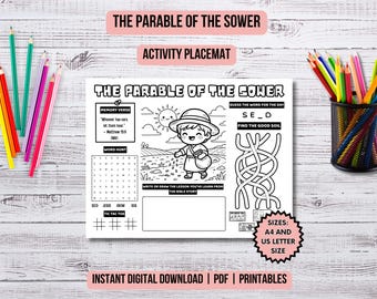 Parable of the Sower Activity Placemat Bible Story Christian Kids Coloring Page Parables of Jesus Bible Lesson Sunday School New Testament