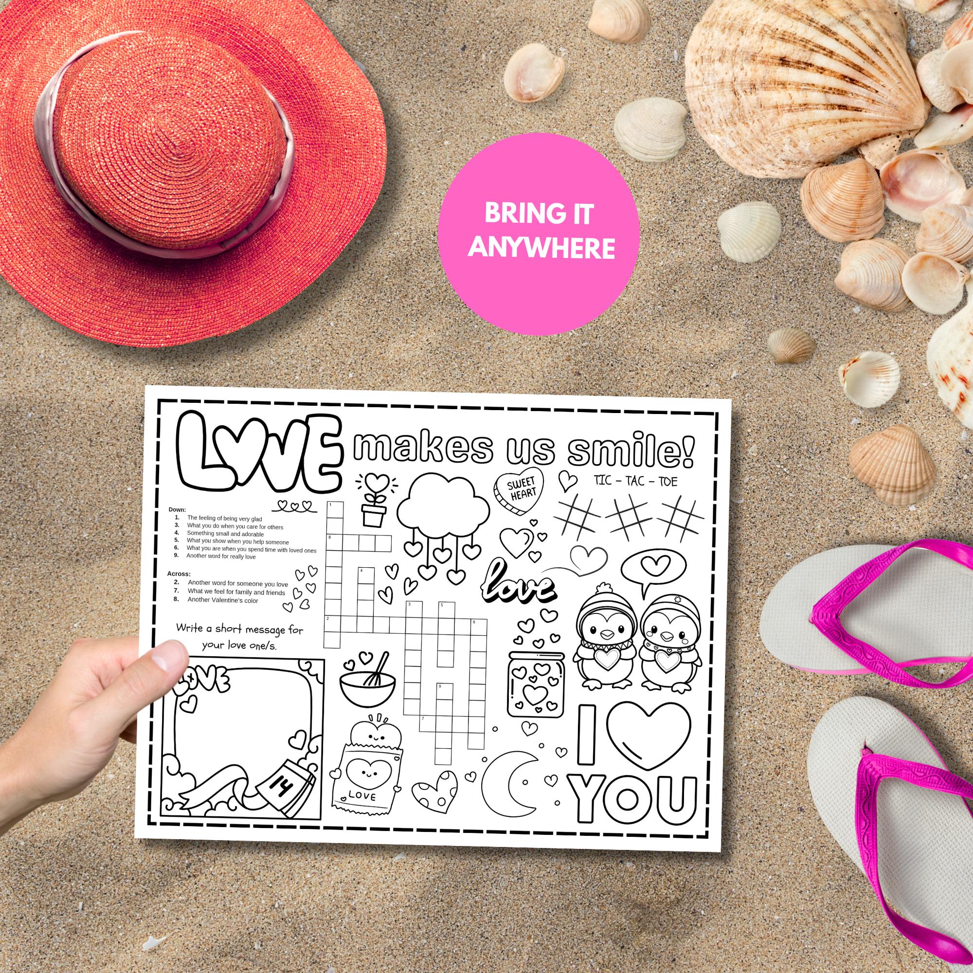 Valentine Activity Placemat Printable for Kids | Valentine Classroom ...