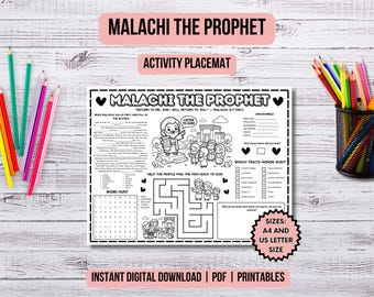 Malachi Activity Placemat Christian Kids Church Malachi Bible Story Lesson Prophet Malachi Printable Bible Coloring Page Kids Ministry Ideas