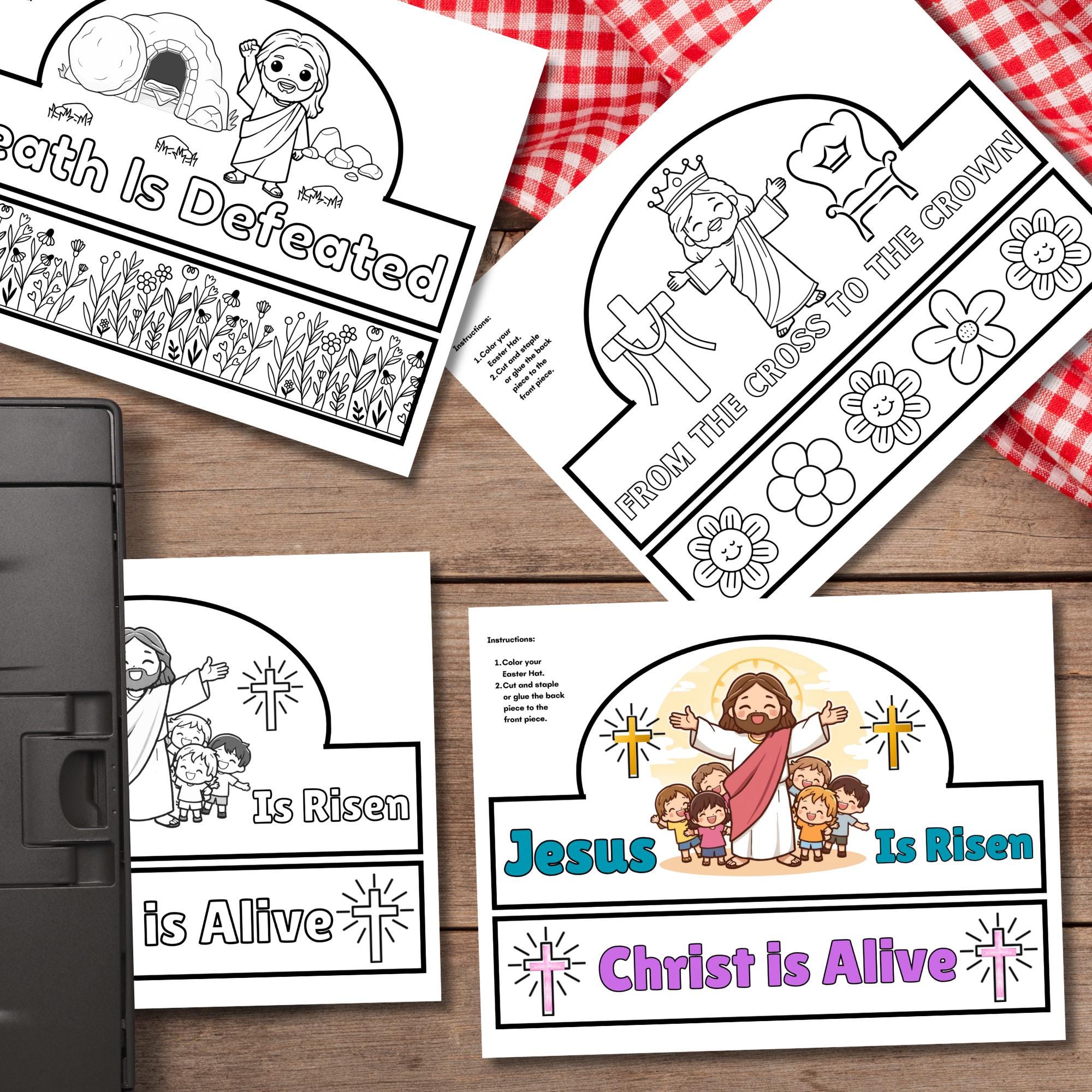 Christian Easter Party Hat Printable for Kids, Color Cut & Wear Easter ...