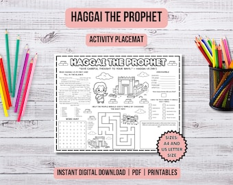Haggai Activity Placemat Christian Kids Church Haggai Bible Story Lesson Prophet Haggai Bible Coloring Page Old Testament Bible Study Ideas