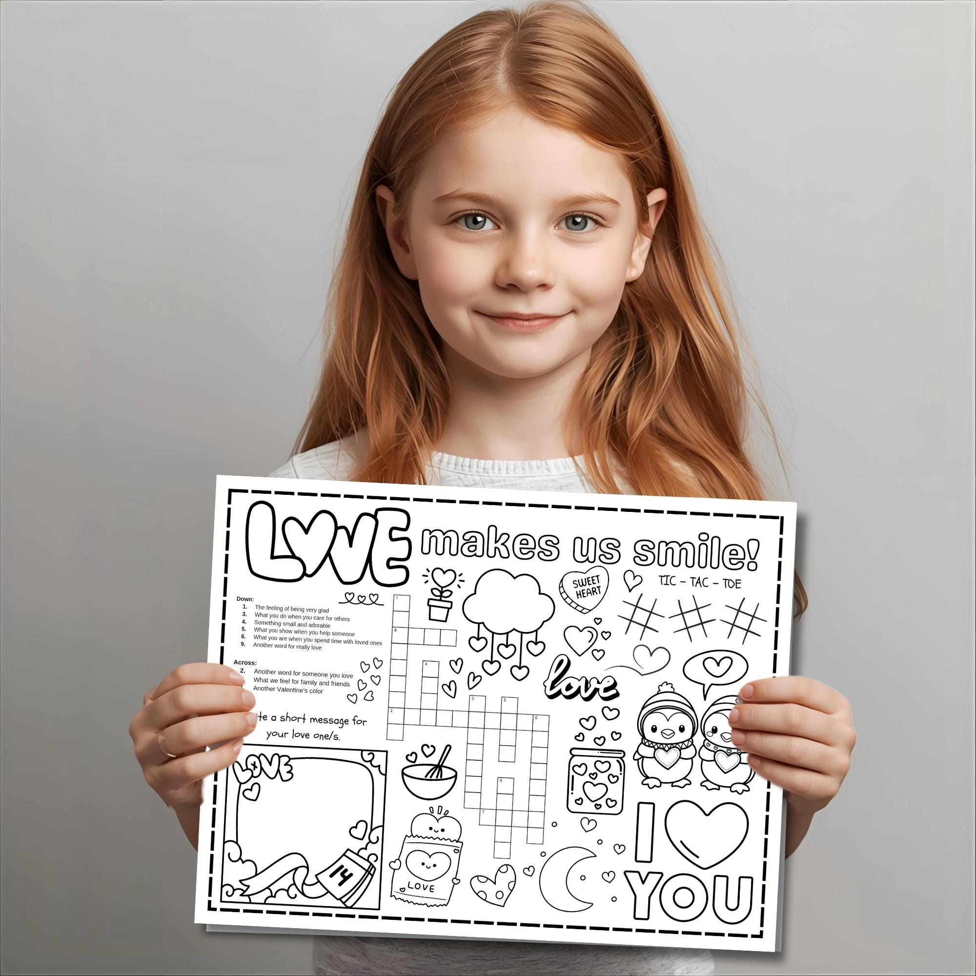 Valentine Activity Placemat Printable for Kids | Valentine Classroom ...