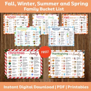 Printable Bucket List Fall Autumn Bucket List Summer Winter Bucket List Spring Bucket List Christmas Bucket List Thanksgiving Bucket List