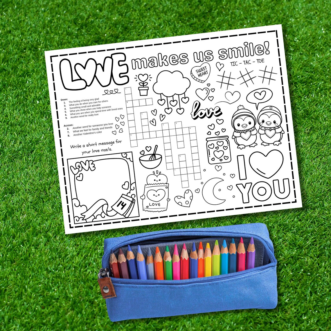 Valentine Activity Placemat Printable for Kids | Valentine Classroom ...