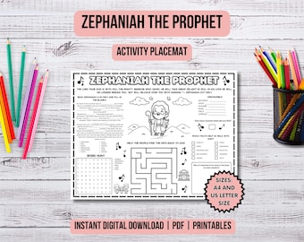 Zephaniah Activity Placemat Christian Kids Church Zephaniah Bible Story Lesson Prophet Zephaniah Printable Bible Coloring Page Kids Ministry