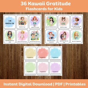 Pastel Gratitude Cards for Kids: Thankful Prompts, Positive Mindset (PDF Download)