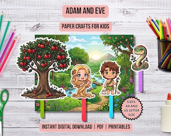 Adam and Eve Paper Craft Kids Church Bible Coloring Sunday School Activity Old Testament Christian Homeschool Bible Activities The First Sin