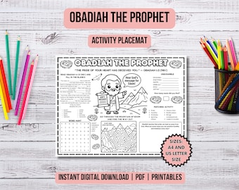Prophet Obadiah Activity Placemat Christian Kids Church Printable Coloring Page Kids Ministry Bible Activity Old Testament Bible Lesson Idea