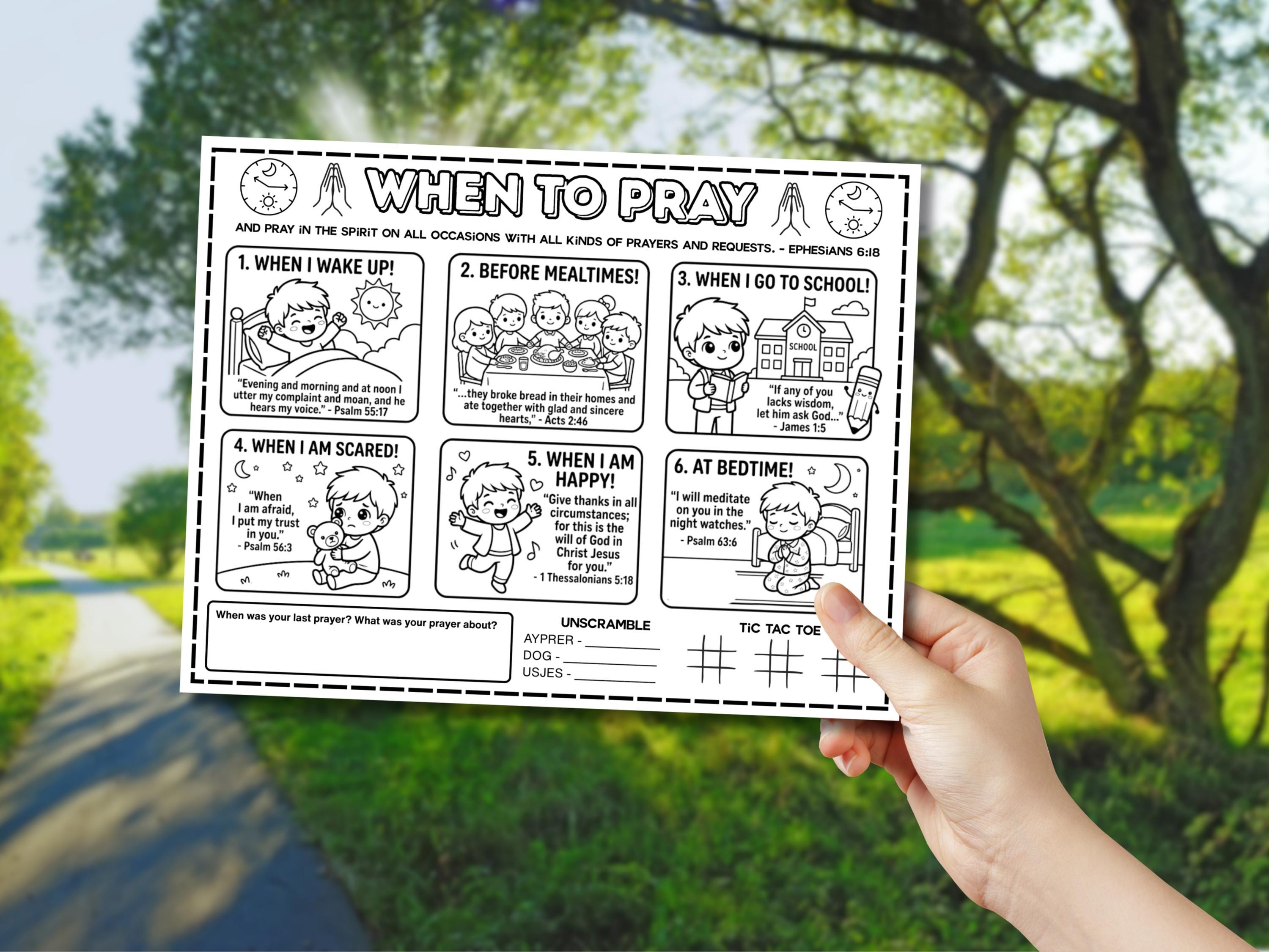 When to Pray Activity Placemat for Christian Kids Prayer Bible Lesson ...