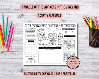 Parable of the Workers in the Vineyard Activity Placemat Christian Kids Coloring Page Parables of Jesus Printable Bible Lessons Church Kids