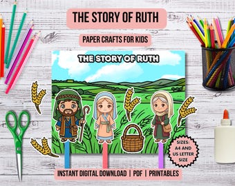 Ruth Paper Craft Kids Church Bible Coloring Page Old Testament Bible Craft Ruth VBS Kids Craft Ruth Naomi Bible Story Kids Ministry Ideas