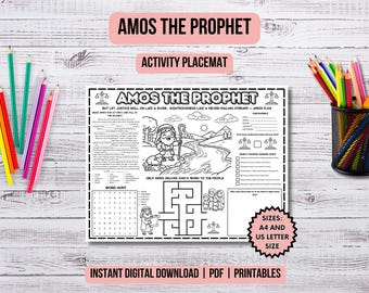 Prophet Amos Activity Placemat Christian Kids Church Printable Coloring Page Kids Ministry Bible Activity Old Testament Bible Lesson Ideas