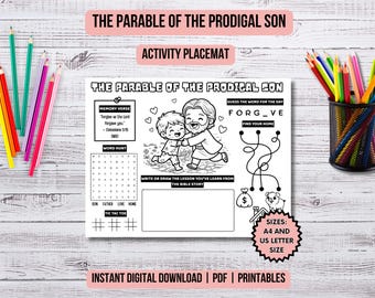 The Parable of the Prodigal Son Bible Lesson Parables of Jesus Activity Placemat Christian Kids Bible Coloring Page Activities Kids Ministry