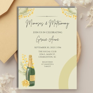 d'invitation nuptiale de douche | Mimosas et mariage