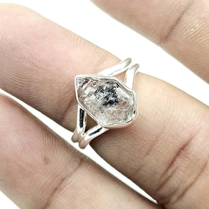 Herkimer Diamond Ring: Handmade Sterling Silver Quartz Crystal
