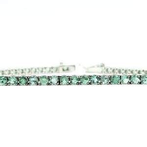 Emerald 2mm Round Tennis Bracelet | 925 Sterling Silver Dainty Green Gemstone Jewelry